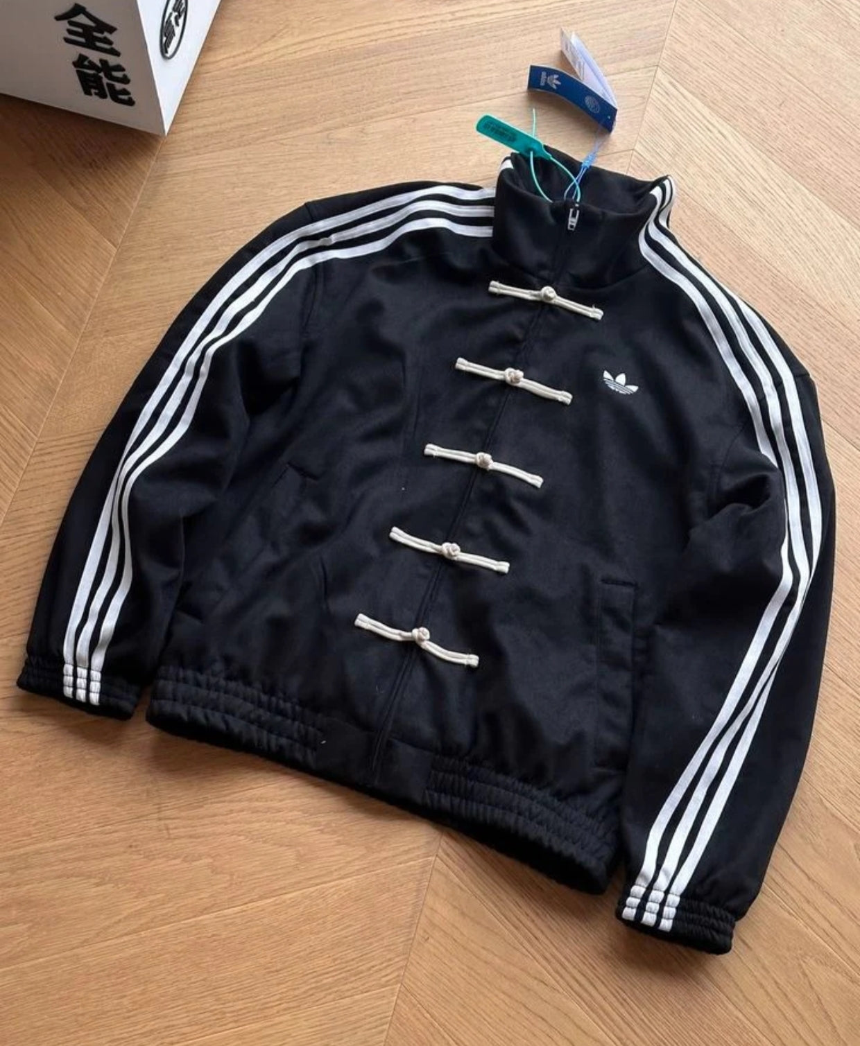 CNY Suede Track Jacket with Knot Buttons | Streetwear Tang Jacket - Black⭐⭐⭐⭐(4.5/5)