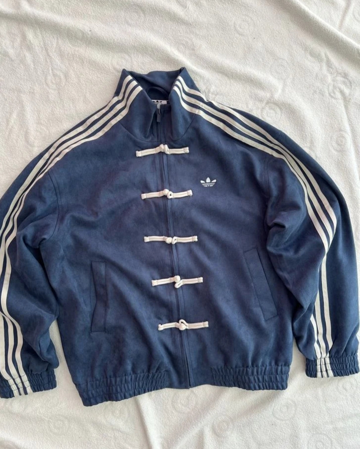 CNY Suede Track Jacket with Knot Buttons | Streetwear Tang Jacket - Blue⭐⭐⭐⭐(4.5/5)